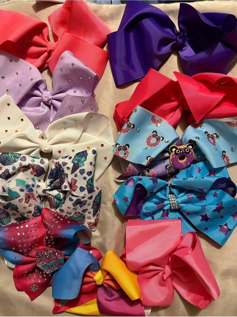 JoJo Siwa Colorful Kids Hair Bow Set in Pink, Purple, Blue, White, Yellow